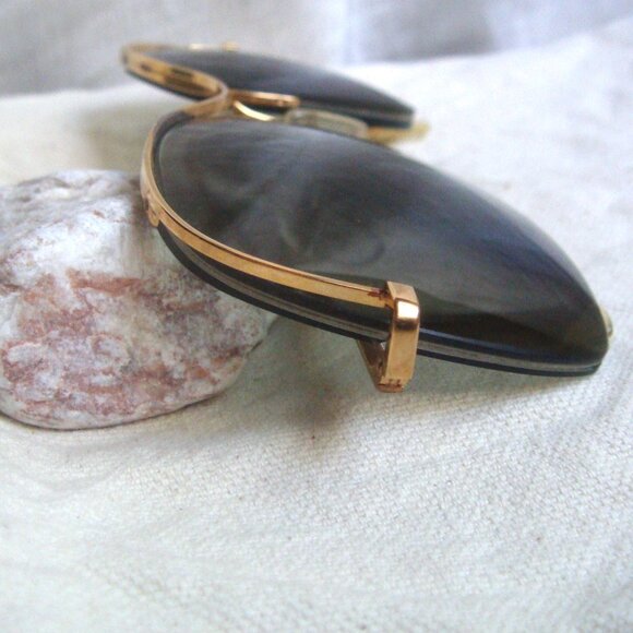 Vintage 80s Gold Metal Half Rim Glasses + Case main image 9